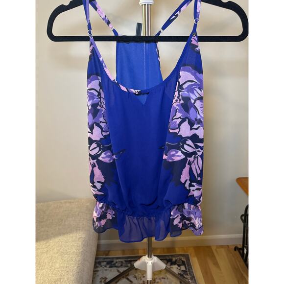 Guess Polyester Floral Tank Spaghetti Strap Sleeveless Scoop Neck Women's Size M - Picture 1 of 8